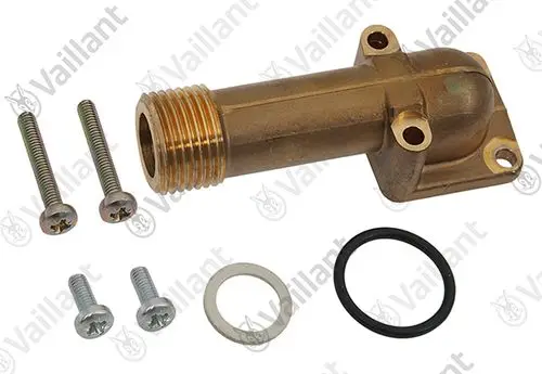 Vaillant Adapter für Gasanschluss mit Schrauben und Dichtungen, aus Metall, mit Gewinde und Montagebohrungen, geeignet für Heizgeräte.
